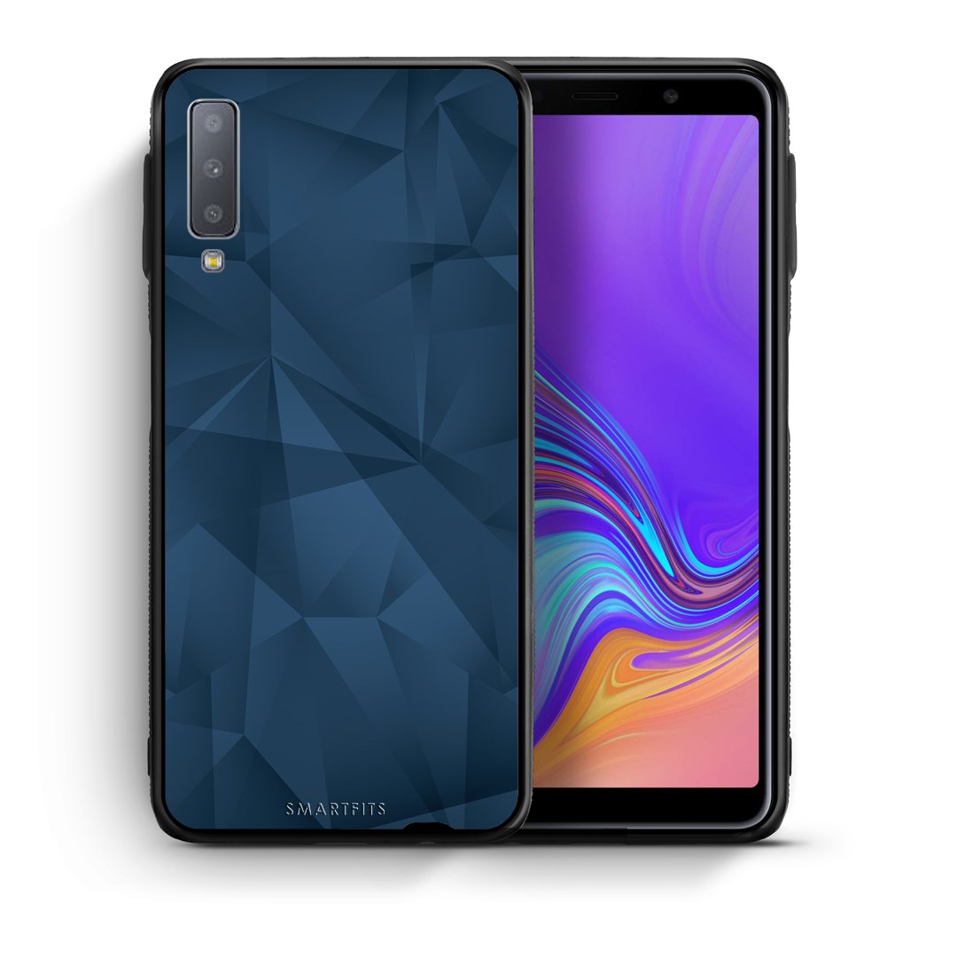 Θήκη Samsung A7 2018 Blue Abstract Geometric από τη Smartfits με σχέδιο στο πίσω μέρος και μαύρο περίβλημα | Samsung A7 2018 Blue Abstract Geometric case with colorful back and black bezels