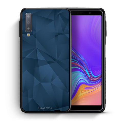 Θήκη Samsung A7 2018 Blue Abstract Geometric από τη Smartfits με σχέδιο στο πίσω μέρος και μαύρο περίβλημα | Samsung A7 2018 Blue Abstract Geometric case with colorful back and black bezels