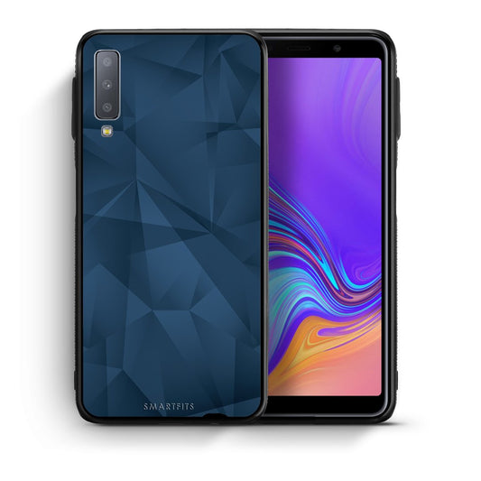Θήκη Samsung A7 2018 Blue Abstract Geometric από τη Smartfits με σχέδιο στο πίσω μέρος και μαύρο περίβλημα | Samsung A7 2018 Blue Abstract Geometric case with colorful back and black bezels