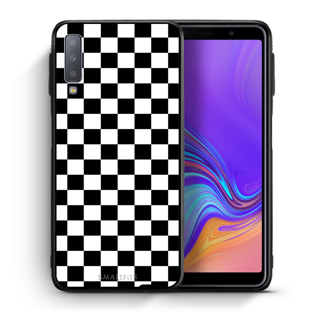 Θήκη Samsung A7 2018 Squares Geometric από τη Smartfits με σχέδιο στο πίσω μέρος και μαύρο περίβλημα | Samsung A7 2018 Squares Geometric case with colorful back and black bezels