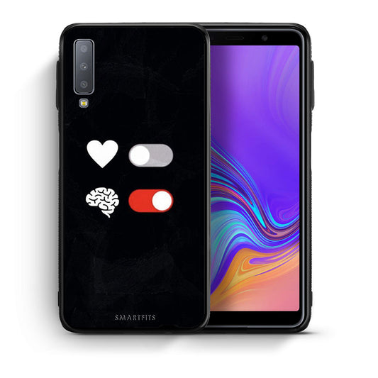 Θήκη Αγίου Βαλεντίνου Samsung A7 2018 Heart Vs Brain από τη Smartfits με σχέδιο στο πίσω μέρος και μαύρο περίβλημα | Samsung A7 2018 Heart Vs Brain case with colorful back and black bezels