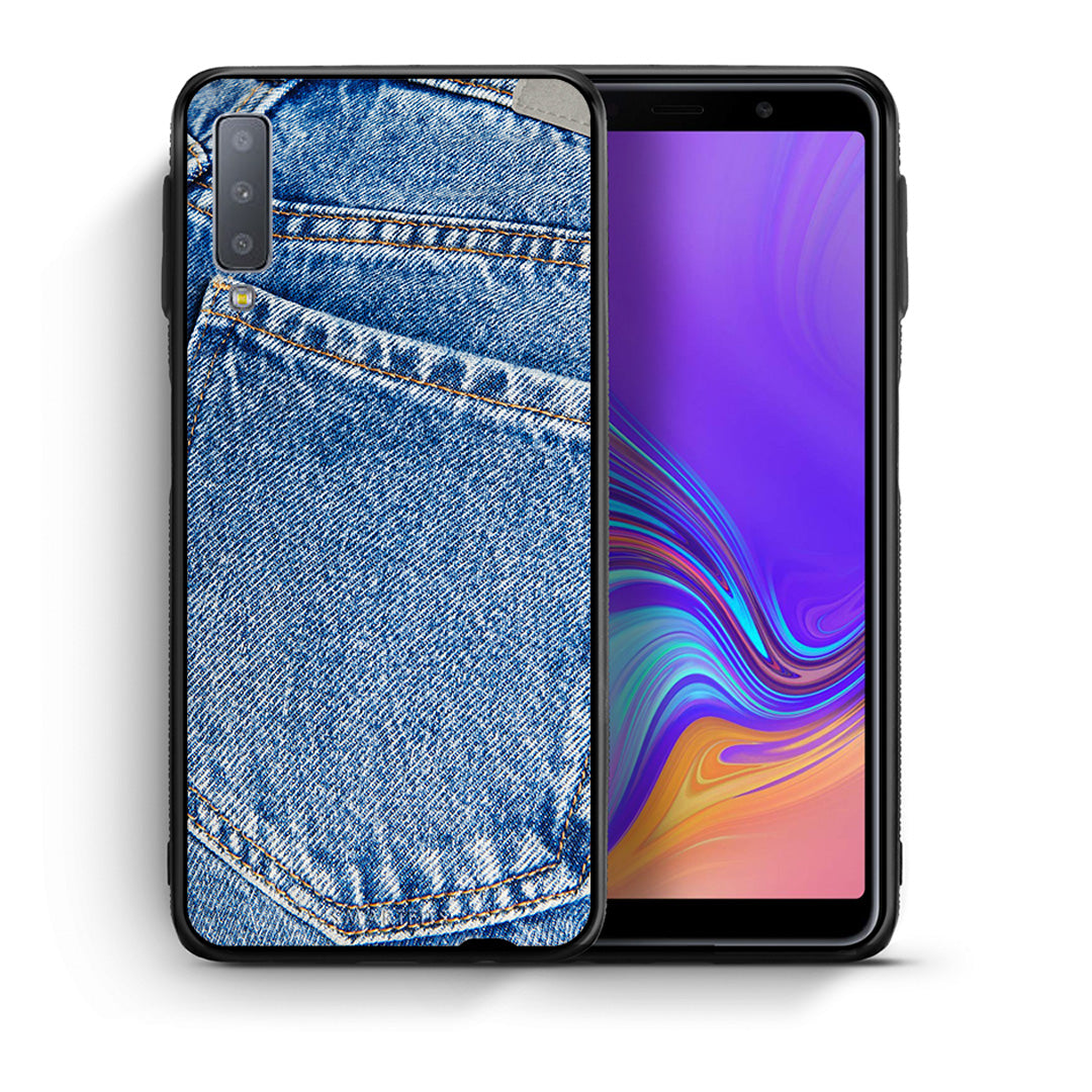 Θήκη Samsung A7 2018 Jeans Pocket από τη Smartfits με σχέδιο στο πίσω μέρος και μαύρο περίβλημα | Samsung A7 2018 Jeans Pocket case with colorful back and black bezels