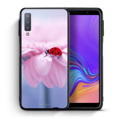 Θήκη Samsung A7 2018 Ladybug Flower από τη Smartfits με σχέδιο στο πίσω μέρος και μαύρο περίβλημα | Samsung A7 2018 Ladybug Flower case with colorful back and black bezels