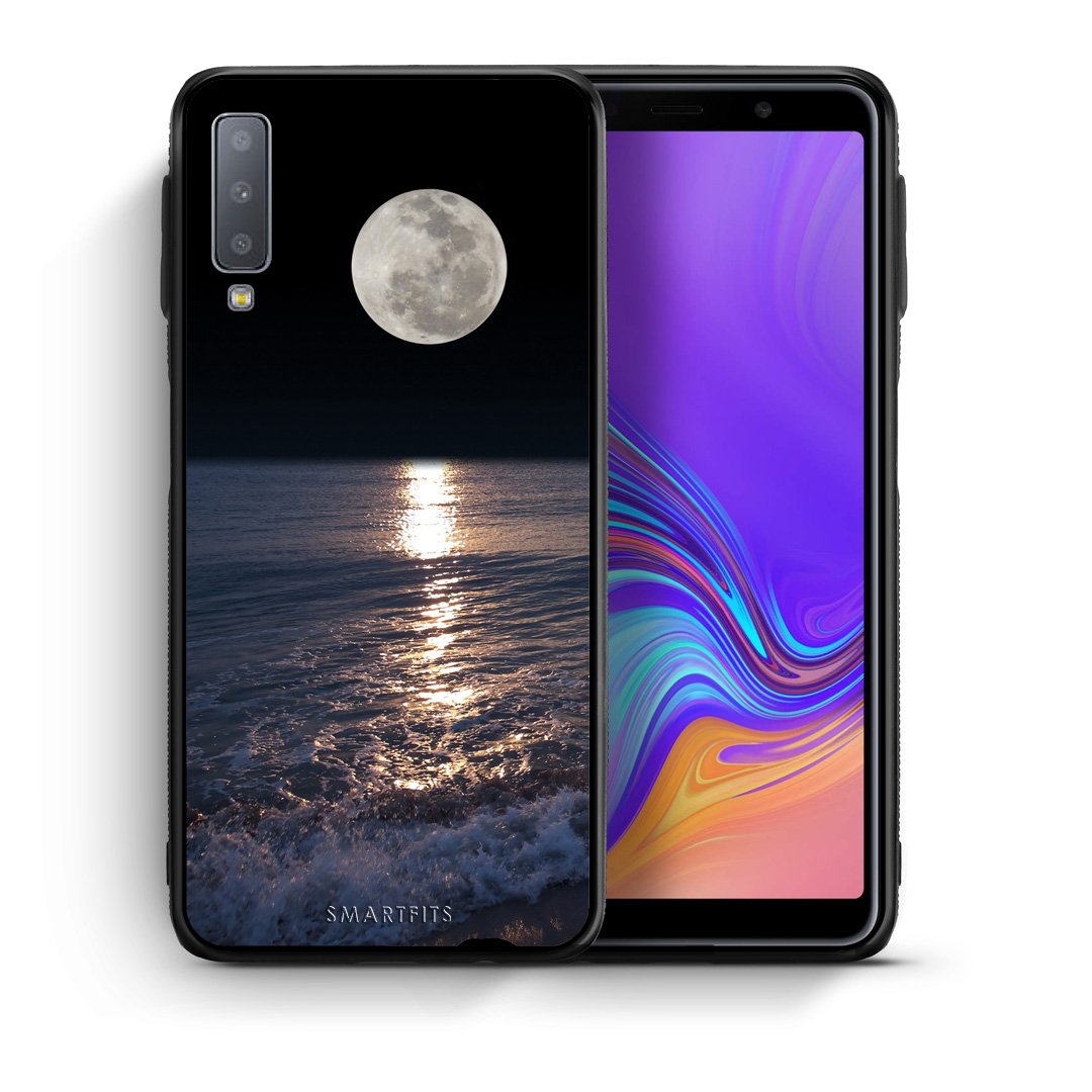 Θήκη Samsung A7 2018 Moon Landscape από τη Smartfits με σχέδιο στο πίσω μέρος και μαύρο περίβλημα | Samsung A7 2018 Moon Landscape case with colorful back and black bezels