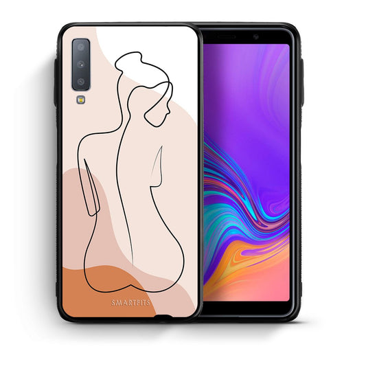 Θήκη Samsung A7 2018 LineArt Woman από τη Smartfits με σχέδιο στο πίσω μέρος και μαύρο περίβλημα | Samsung A7 2018 LineArt Woman case with colorful back and black bezels