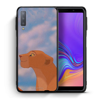 Θήκη Αγίου Βαλεντίνου Samsung A7 2018 Lion Love 2 από τη Smartfits με σχέδιο στο πίσω μέρος και μαύρο περίβλημα | Samsung A7 2018 Lion Love 2 case with colorful back and black bezels