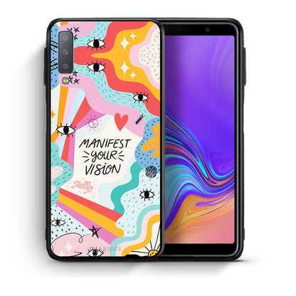 Θήκη Samsung A7 2018 Manifest Your Vision από τη Smartfits με σχέδιο στο πίσω μέρος και μαύρο περίβλημα | Samsung A7 2018 Manifest Your Vision case with colorful back and black bezels