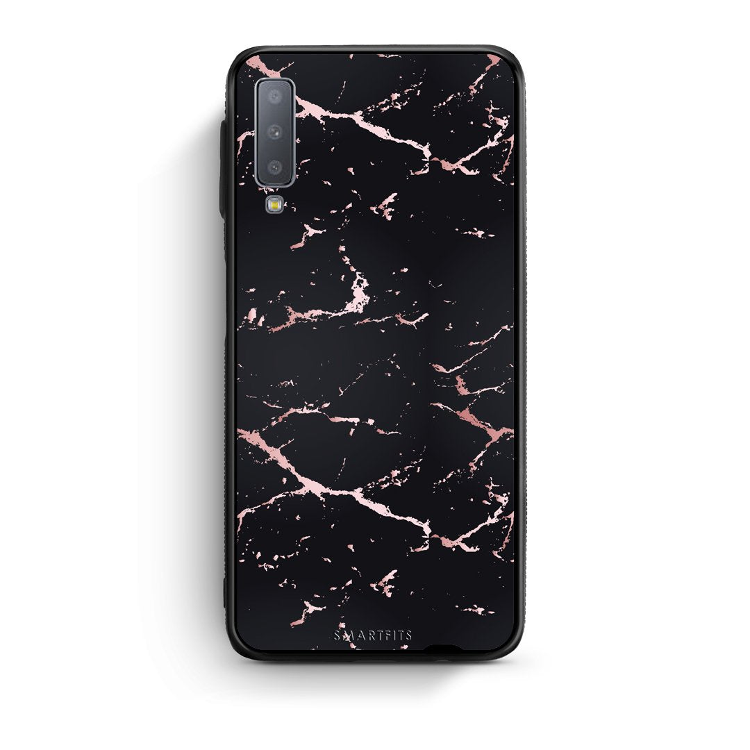 4 - samsung galaxy A7  Black Rosegold Marble case, cover, bumper