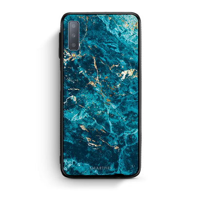 samsung A7 Marble Blue θήκη από τη Smartfits με σχέδιο στο πίσω μέρος και μαύρο περίβλημα | Smartphone case with colorful back and black bezels by Smartfits
