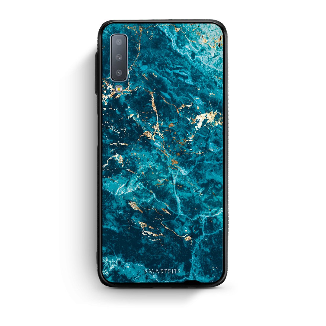 samsung A7 Marble Blue θήκη από τη Smartfits με σχέδιο στο πίσω μέρος και μαύρο περίβλημα | Smartphone case with colorful back and black bezels by Smartfits