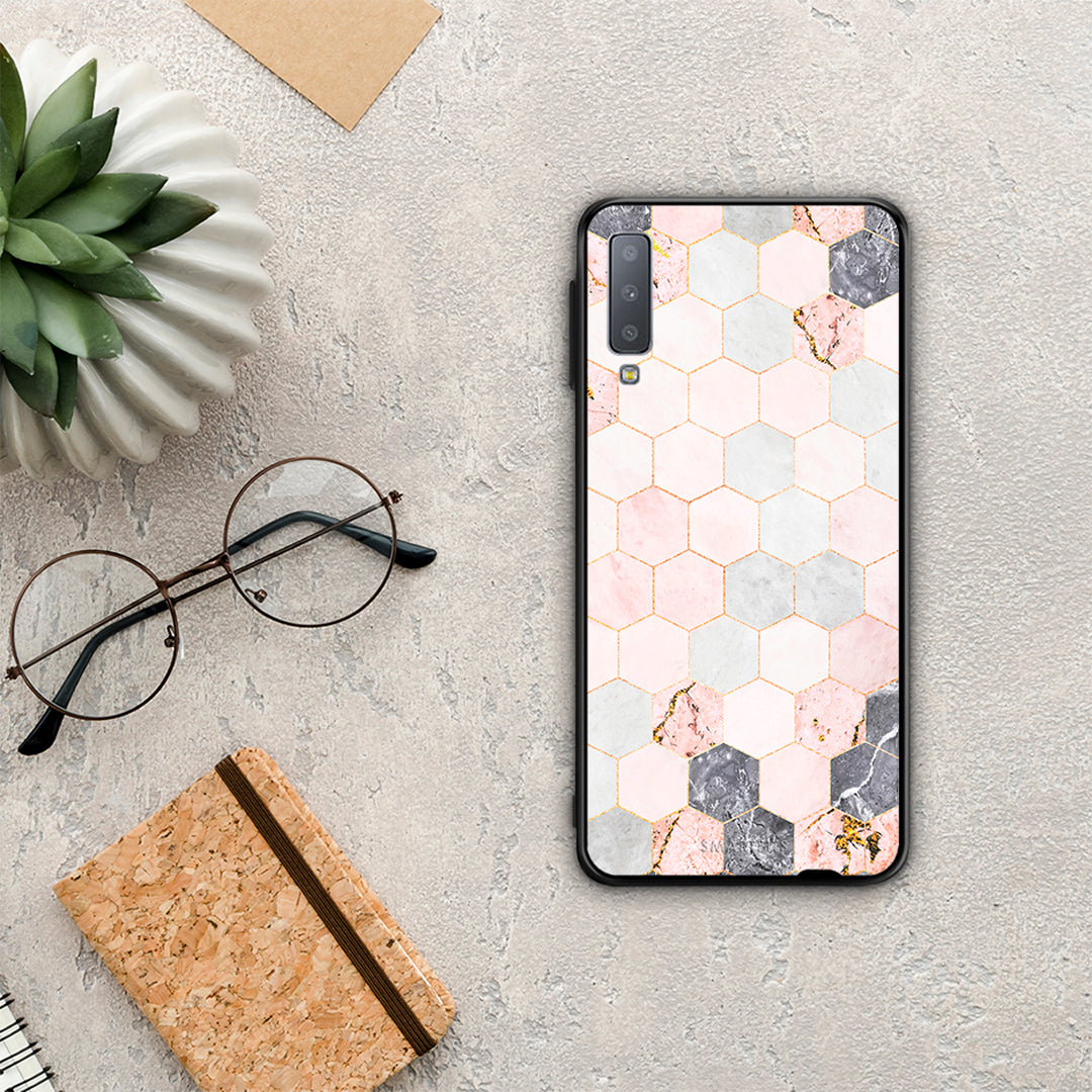 Marble Hexagon Pink - Samsung Galaxy A7 2018 θήκη