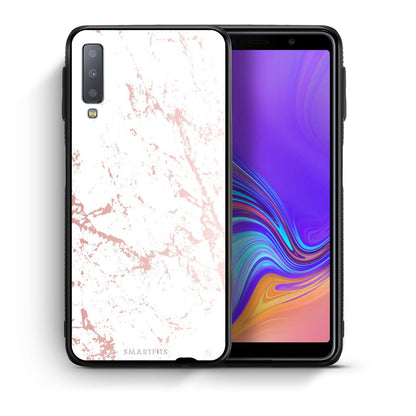 Θήκη Samsung A7 2018 Pink Splash Marble από τη Smartfits με σχέδιο στο πίσω μέρος και μαύρο περίβλημα | Samsung A7 2018 Pink Splash Marble case with colorful back and black bezels