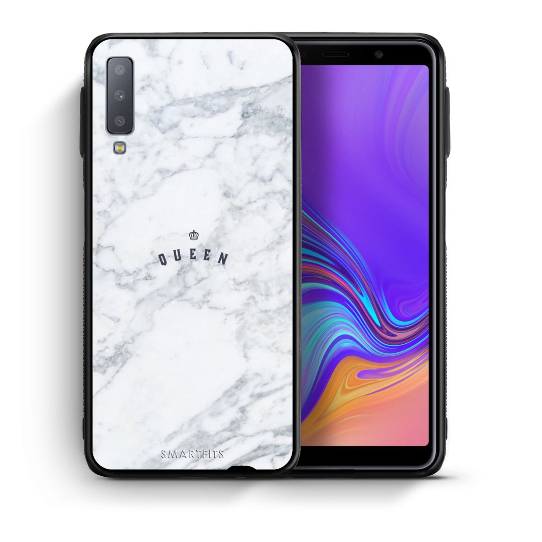Θήκη Samsung A7 2018 Queen Marble από τη Smartfits με σχέδιο στο πίσω μέρος και μαύρο περίβλημα | Samsung A7 2018 Queen Marble case with colorful back and black bezels