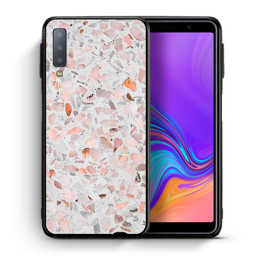 Θήκη Samsung A7 2018 Marble Terrazzo από τη Smartfits με σχέδιο στο πίσω μέρος και μαύρο περίβλημα | Samsung A7 2018 Marble Terrazzo case with colorful back and black bezels