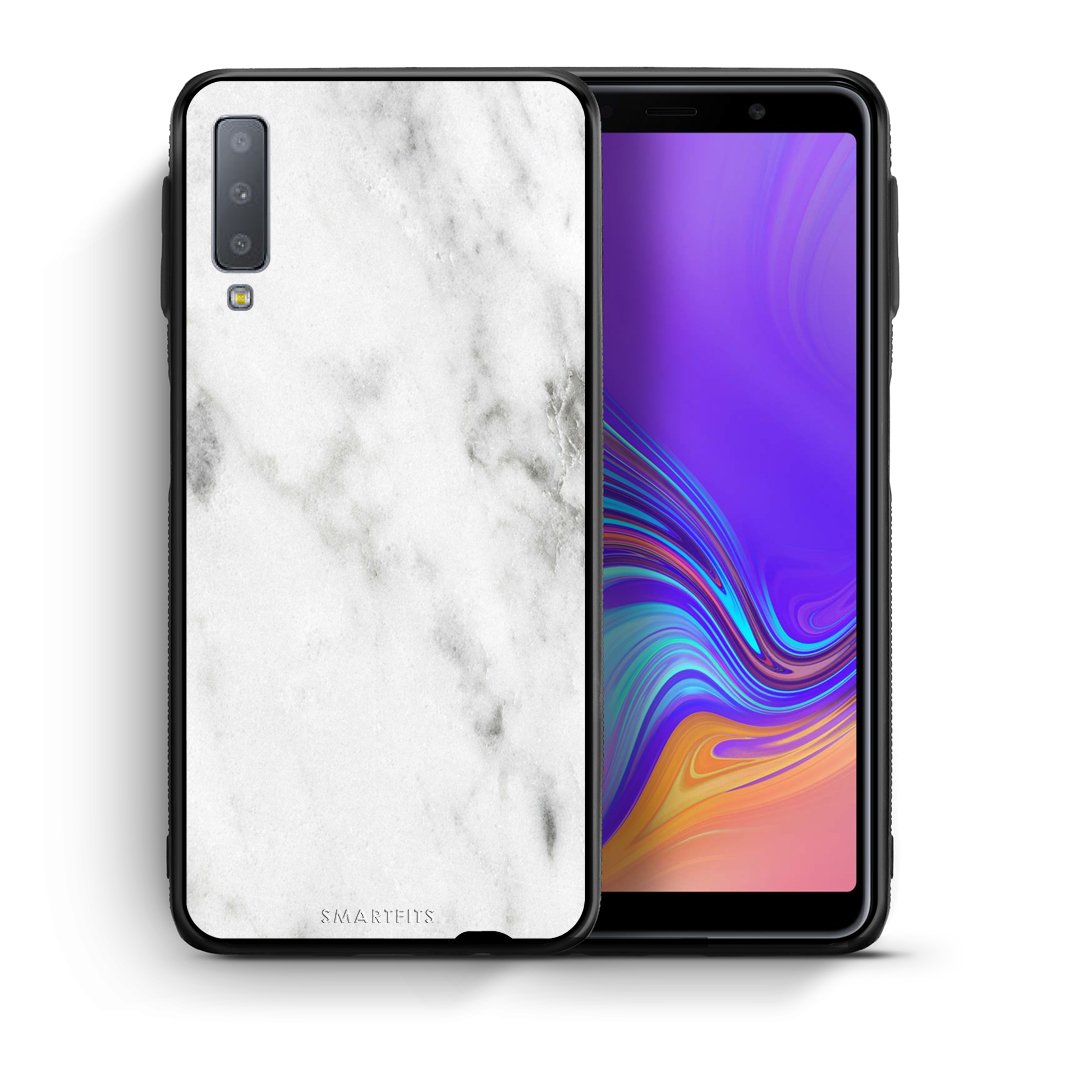 Θήκη Samsung A7 2018 White Marble από τη Smartfits με σχέδιο στο πίσω μέρος και μαύρο περίβλημα | Samsung A7 2018 White Marble case with colorful back and black bezels