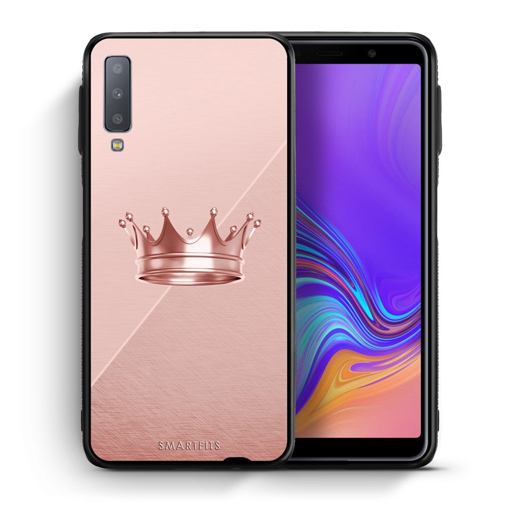 Θήκη Samsung A7 2018 Crown Minimal από τη Smartfits με σχέδιο στο πίσω μέρος και μαύρο περίβλημα | Samsung A7 2018 Crown Minimal case with colorful back and black bezels