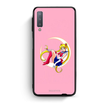 samsung A7 Moon Girl θήκη από τη Smartfits με σχέδιο στο πίσω μέρος και μαύρο περίβλημα | Smartphone case with colorful back and black bezels by Smartfits