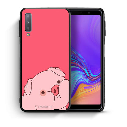 Θήκη Αγίου Βαλεντίνου Samsung A7 2018 Pig Love 1 από τη Smartfits με σχέδιο στο πίσω μέρος και μαύρο περίβλημα | Samsung A7 2018 Pig Love 1 case with colorful back and black bezels