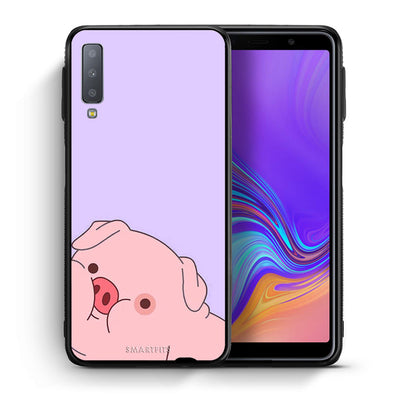 Θήκη Αγίου Βαλεντίνου Samsung A7 2018 Pig Love 2 από τη Smartfits με σχέδιο στο πίσω μέρος και μαύρο περίβλημα | Samsung A7 2018 Pig Love 2 case with colorful back and black bezels
