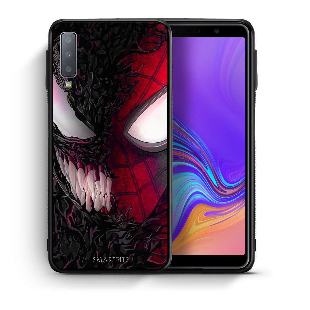 Θήκη Samsung A7 2018 SpiderVenom PopArt από τη Smartfits με σχέδιο στο πίσω μέρος και μαύρο περίβλημα | Samsung A7 2018 SpiderVenom PopArt case with colorful back and black bezels