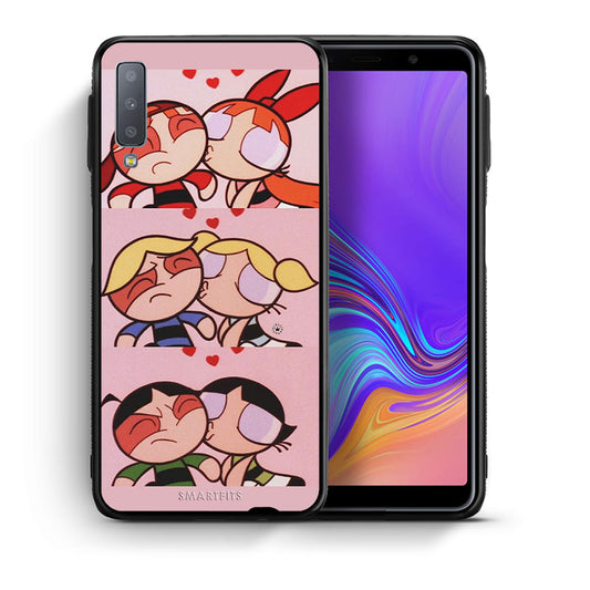 Θήκη Αγίου Βαλεντίνου Samsung A7 2018 Puff Love από τη Smartfits με σχέδιο στο πίσω μέρος και μαύρο περίβλημα | Samsung A7 2018 Puff Love case with colorful back and black bezels
