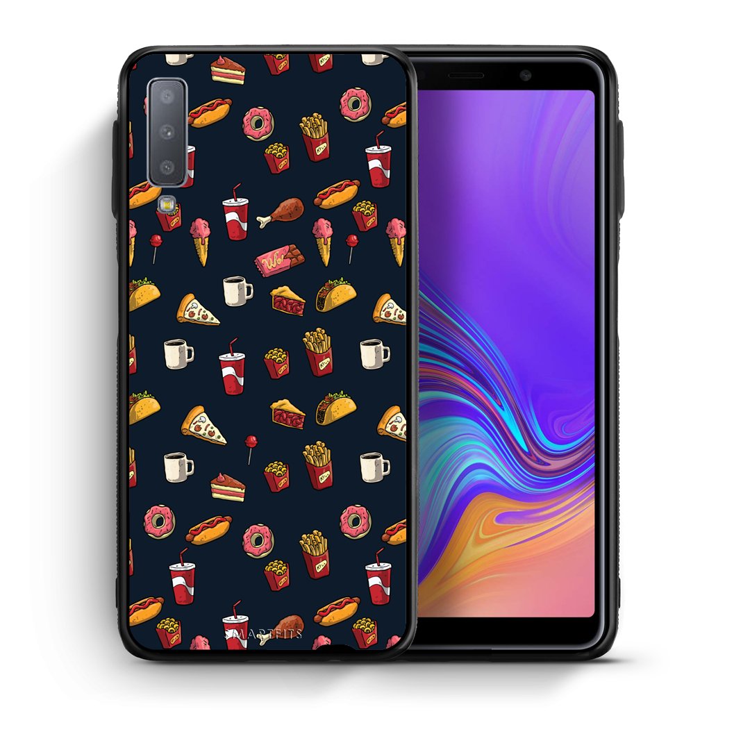 Θήκη Samsung A7 2018 Hungry Random από τη Smartfits με σχέδιο στο πίσω μέρος και μαύρο περίβλημα | Samsung A7 2018 Hungry Random case with colorful back and black bezels