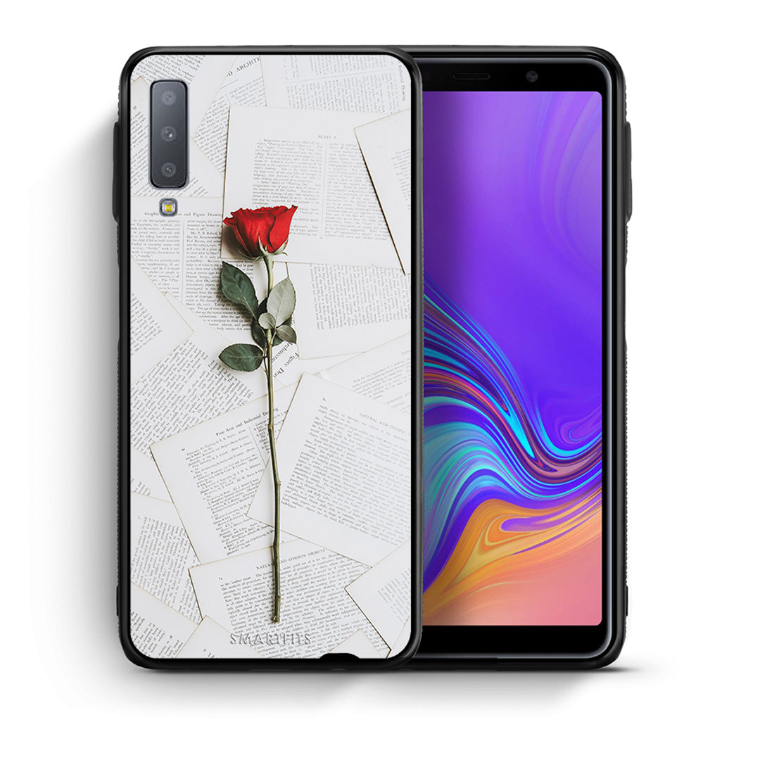 Θήκη Samsung A7 2018 Red Rose από τη Smartfits με σχέδιο στο πίσω μέρος και μαύρο περίβλημα | Samsung A7 2018 Red Rose case with colorful back and black bezels