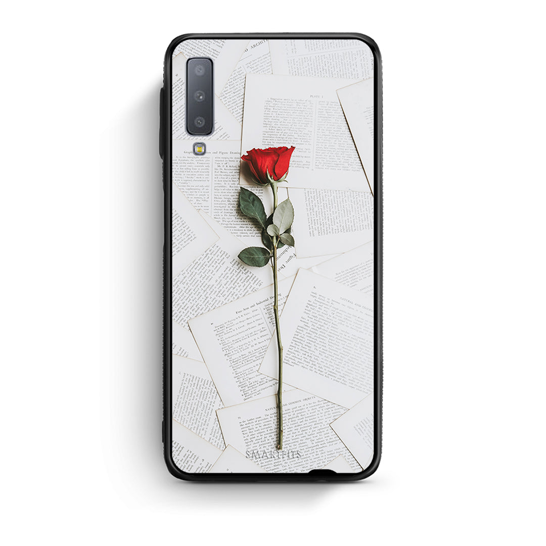samsung A7 Red Rose θήκη από τη Smartfits με σχέδιο στο πίσω μέρος και μαύρο περίβλημα | Smartphone case with colorful back and black bezels by Smartfits