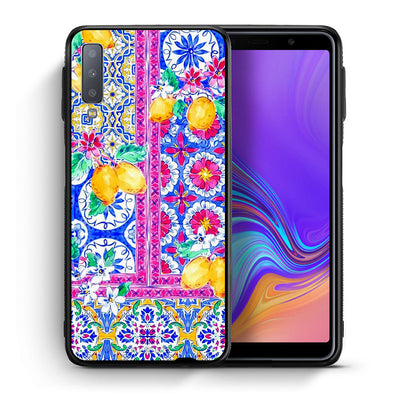 Θήκη Samsung A7 2018 Retro Spring από τη Smartfits με σχέδιο στο πίσω μέρος και μαύρο περίβλημα | Samsung A7 2018 Retro Spring case with colorful back and black bezels