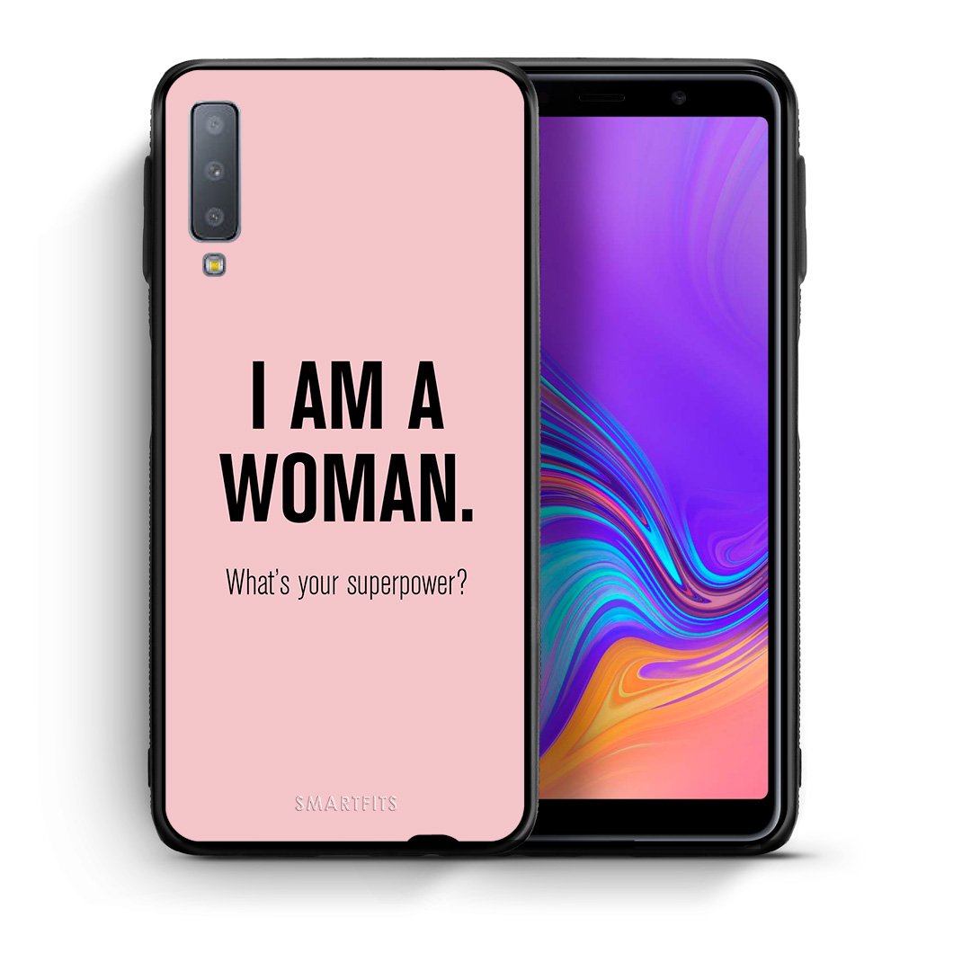 Θήκη Samsung A7 2018 Superpower Woman από τη Smartfits με σχέδιο στο πίσω μέρος και μαύρο περίβλημα | Samsung A7 2018 Superpower Woman case with colorful back and black bezels