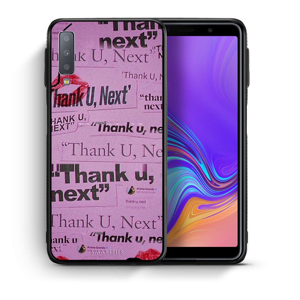Θήκη Αγίου Βαλεντίνου Samsung A7 2018 Thank You Next από τη Smartfits με σχέδιο στο πίσω μέρος και μαύρο περίβλημα | Samsung A7 2018 Thank You Next case with colorful back and black bezels
