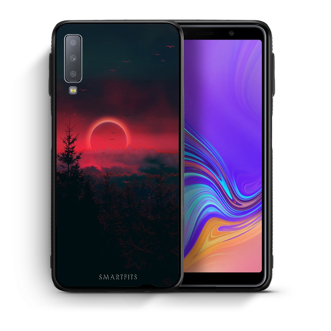 Θήκη Samsung A7 2018 Sunset Tropic από τη Smartfits με σχέδιο στο πίσω μέρος και μαύρο περίβλημα | Samsung A7 2018 Sunset Tropic case with colorful back and black bezels