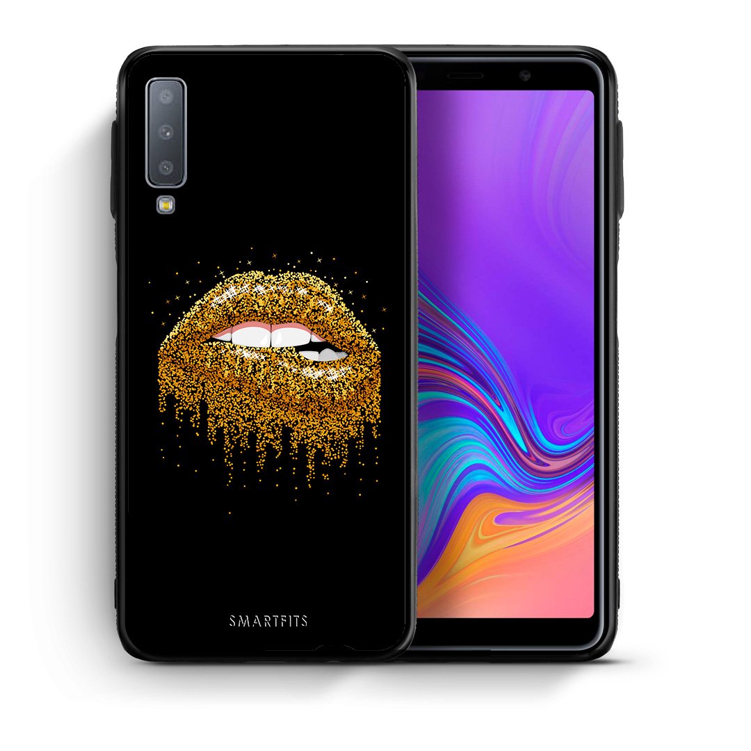 Θήκη Samsung A7 2018 Golden Valentine από τη Smartfits με σχέδιο στο πίσω μέρος και μαύρο περίβλημα | Samsung A7 2018 Golden Valentine case with colorful back and black bezels
