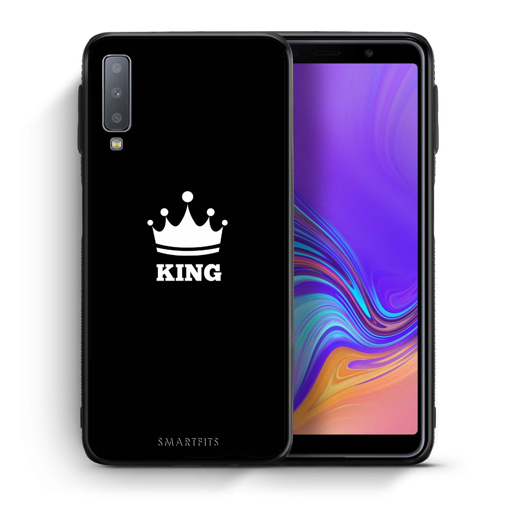 Θήκη Samsung A7 2018 King Valentine από τη Smartfits με σχέδιο στο πίσω μέρος και μαύρο περίβλημα | Samsung A7 2018 King Valentine case with colorful back and black bezels