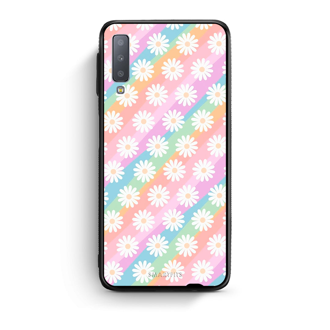 samsung A7 White Daisies θήκη από τη Smartfits με σχέδιο στο πίσω μέρος και μαύρο περίβλημα | Smartphone case with colorful back and black bezels by Smartfits