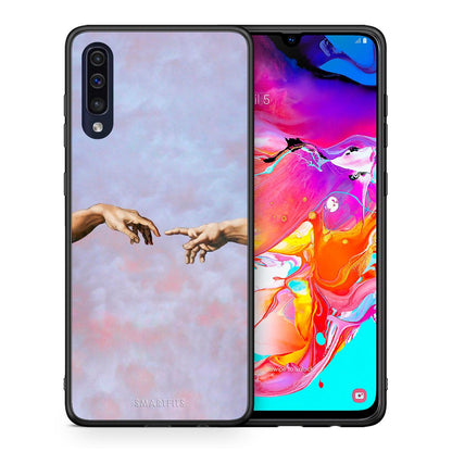 Θήκη Samsung A70 Adam Hand από τη Smartfits με σχέδιο στο πίσω μέρος και μαύρο περίβλημα | Samsung A70 Adam Hand case with colorful back and black bezels