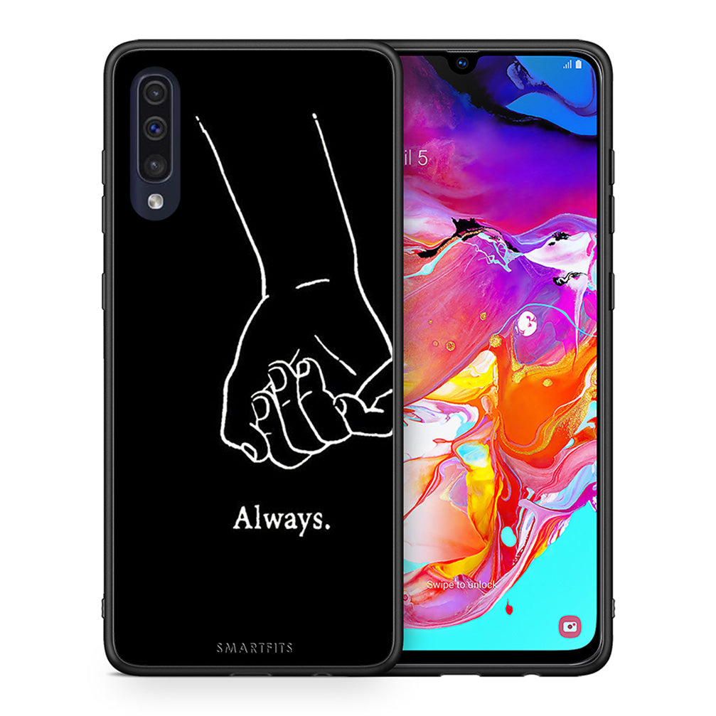 Θήκη Αγίου Βαλεντίνου Samsung A70 Always & Forever 1 από τη Smartfits με σχέδιο στο πίσω μέρος και μαύρο περίβλημα | Samsung A70 Always & Forever 1 case with colorful back and black bezels