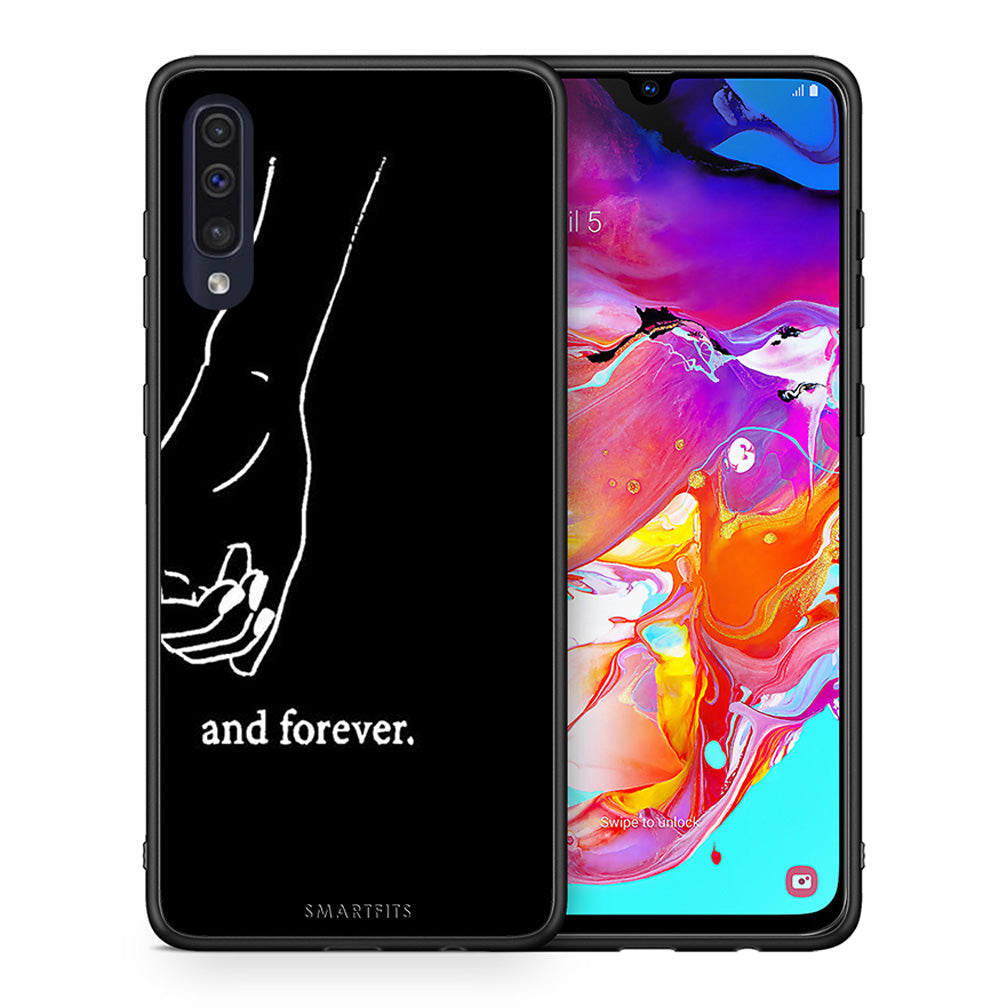 Θήκη Αγίου Βαλεντίνου Samsung A70 Always & Forever 2 από τη Smartfits με σχέδιο στο πίσω μέρος και μαύρο περίβλημα | Samsung A70 Always & Forever 2 case with colorful back and black bezels