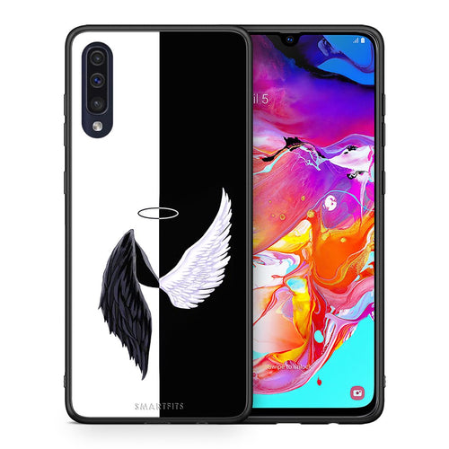 Θήκη Samsung A70 Angels Demons από τη Smartfits με σχέδιο στο πίσω μέρος και μαύρο περίβλημα | Samsung A70 Angels Demons case with colorful back and black bezels