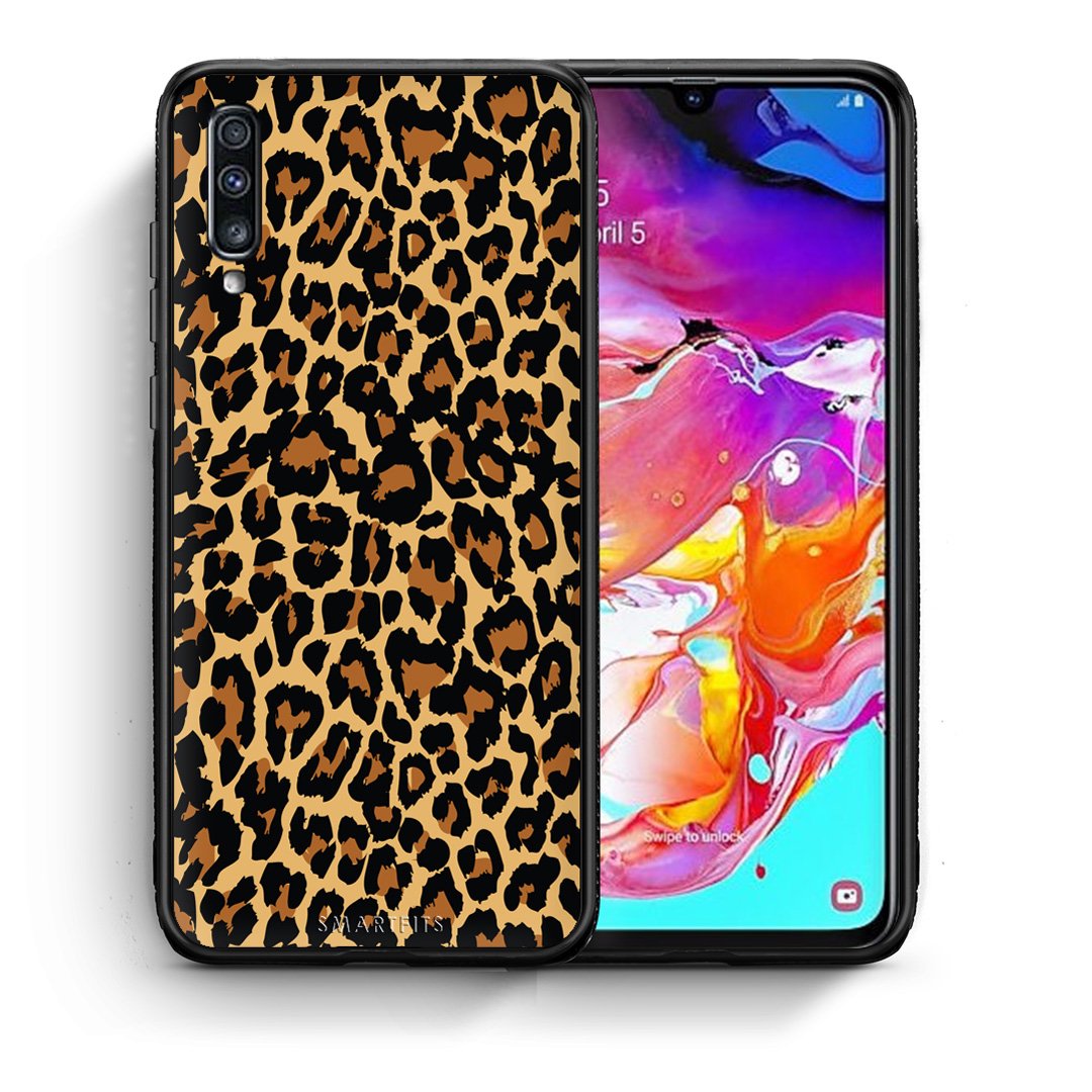 Θήκη Samsung A70 Leopard Animal από τη Smartfits με σχέδιο στο πίσω μέρος και μαύρο περίβλημα | Samsung A70 Leopard Animal case with colorful back and black bezels