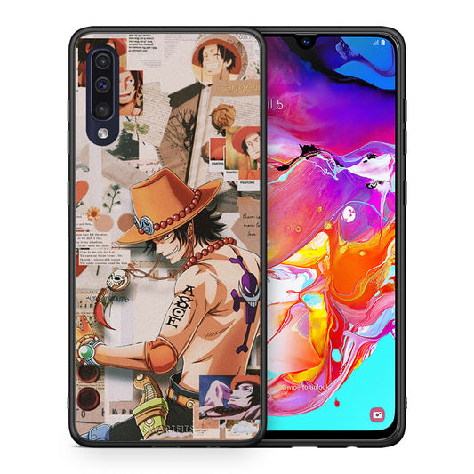 Θήκη Samsung A70 Anime Collage από τη Smartfits με σχέδιο στο πίσω μέρος και μαύρο περίβλημα | Samsung A70 Anime Collage case with colorful back and black bezels