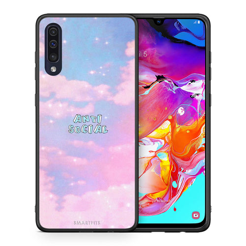 Θήκη Αγίου Βαλεντίνου Samsung A70 Anti Social από τη Smartfits με σχέδιο στο πίσω μέρος και μαύρο περίβλημα | Samsung A70 Anti Social case with colorful back and black bezels