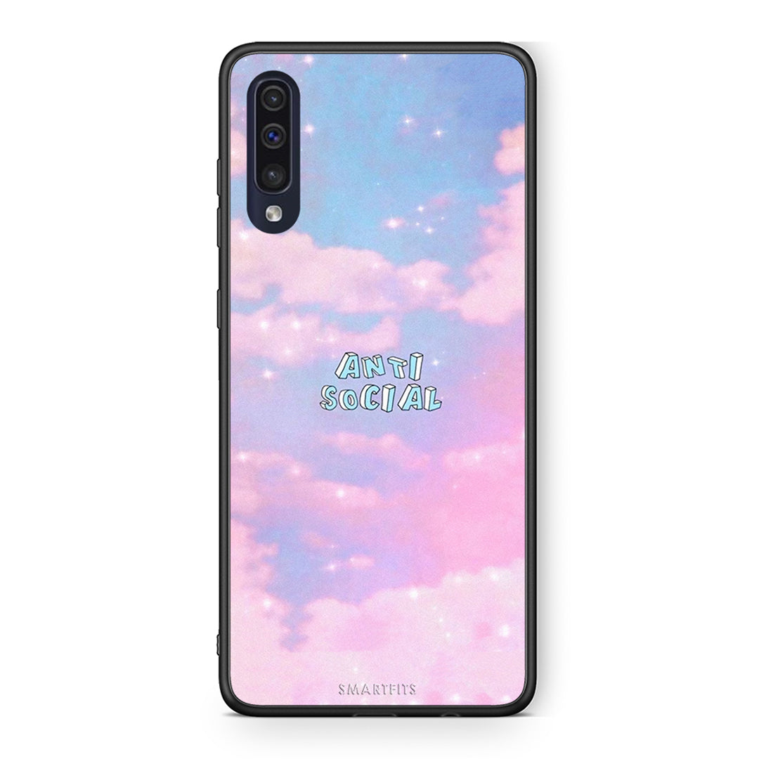 Samsung A70 Anti Social Θήκη Αγίου Βαλεντίνου από τη Smartfits με σχέδιο στο πίσω μέρος και μαύρο περίβλημα | Smartphone case with colorful back and black bezels by Smartfits