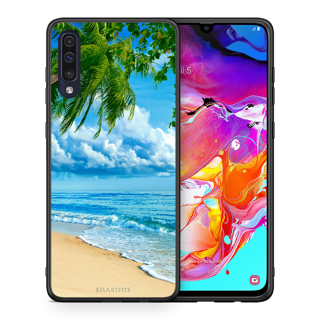 Θήκη Samsung A70 Beautiful Beach από τη Smartfits με σχέδιο στο πίσω μέρος και μαύρο περίβλημα | Samsung A70 Beautiful Beach case with colorful back and black bezels