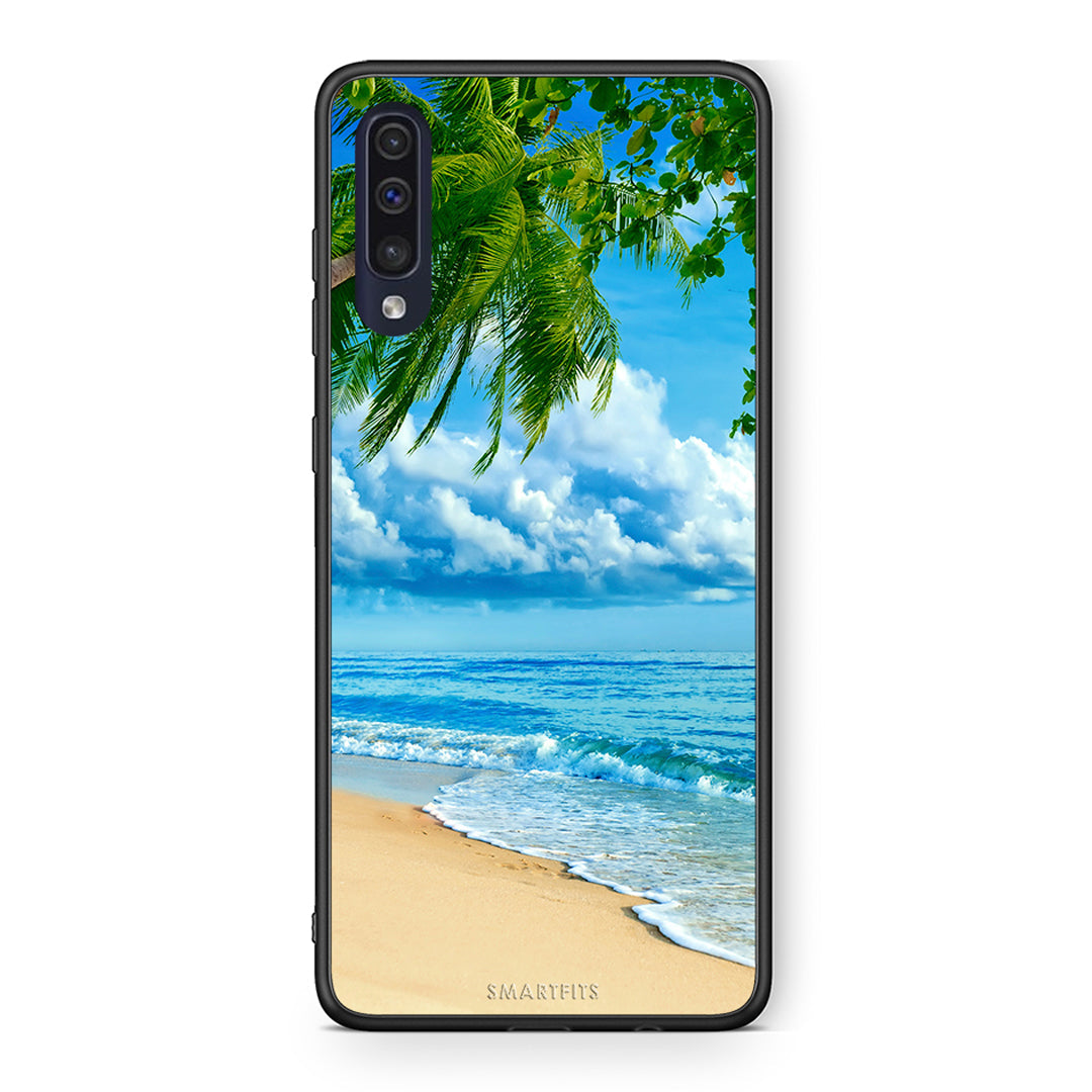 Samsung A70 Beautiful Beach θήκη από τη Smartfits με σχέδιο στο πίσω μέρος και μαύρο περίβλημα | Smartphone case with colorful back and black bezels by Smartfits