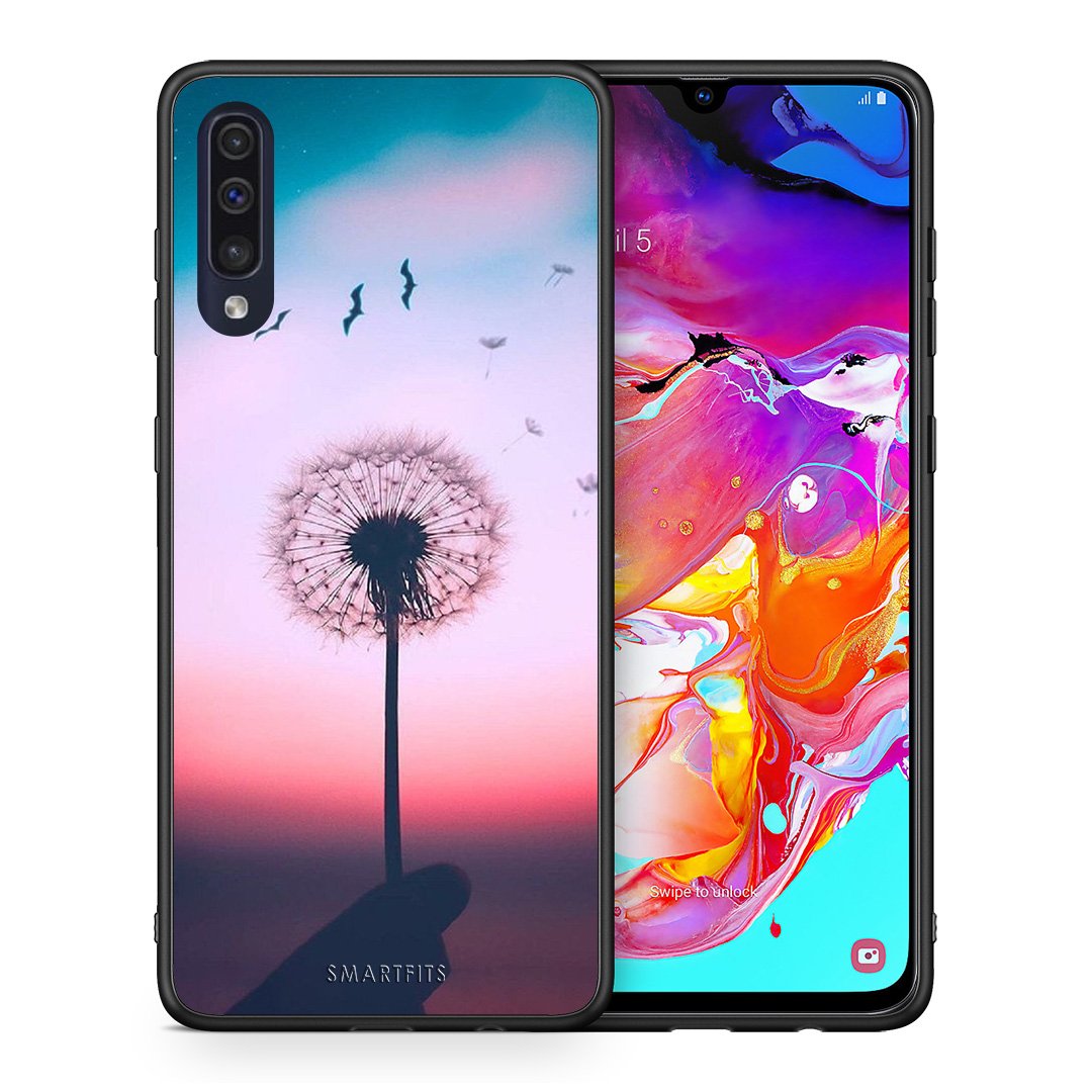 Θήκη Samsung A70 Wish Boho από τη Smartfits με σχέδιο στο πίσω μέρος και μαύρο περίβλημα | Samsung A70 Wish Boho case with colorful back and black bezels