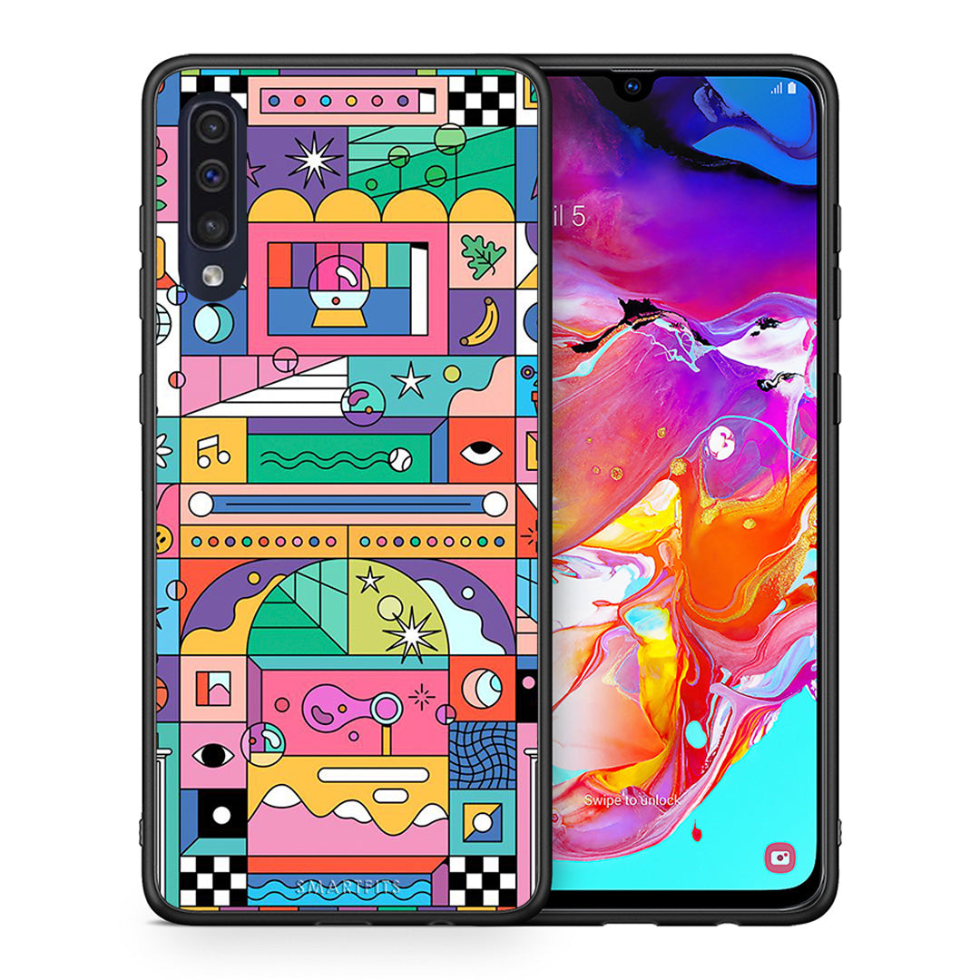 Θήκη Samsung A70 Bubbles Soap από τη Smartfits με σχέδιο στο πίσω μέρος και μαύρο περίβλημα | Samsung A70 Bubbles Soap case with colorful back and black bezels
