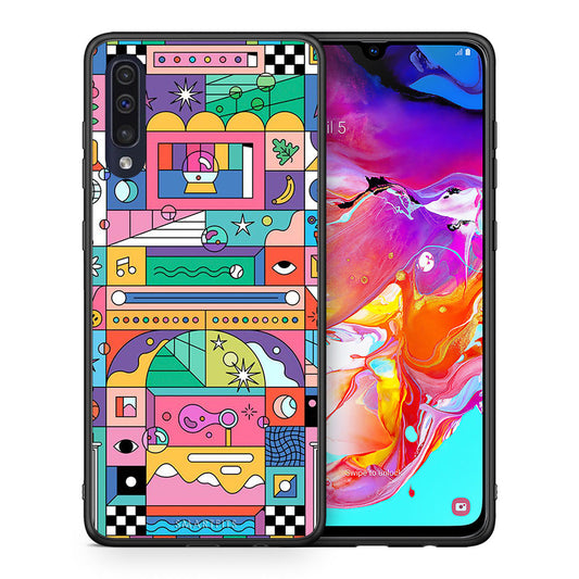 Θήκη Samsung A70 Bubbles Soap από τη Smartfits με σχέδιο στο πίσω μέρος και μαύρο περίβλημα | Samsung A70 Bubbles Soap case with colorful back and black bezels