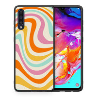 Thumbnail for Θήκη Samsung A70 Colourful Waves από τη Smartfits με σχέδιο στο πίσω μέρος και μαύρο περίβλημα | Samsung A70 Colourful Waves case with colorful back and black bezels