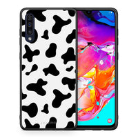 Thumbnail for Θήκη Samsung A70 Cow Print από τη Smartfits με σχέδιο στο πίσω μέρος και μαύρο περίβλημα | Samsung A70 Cow Print case with colorful back and black bezels